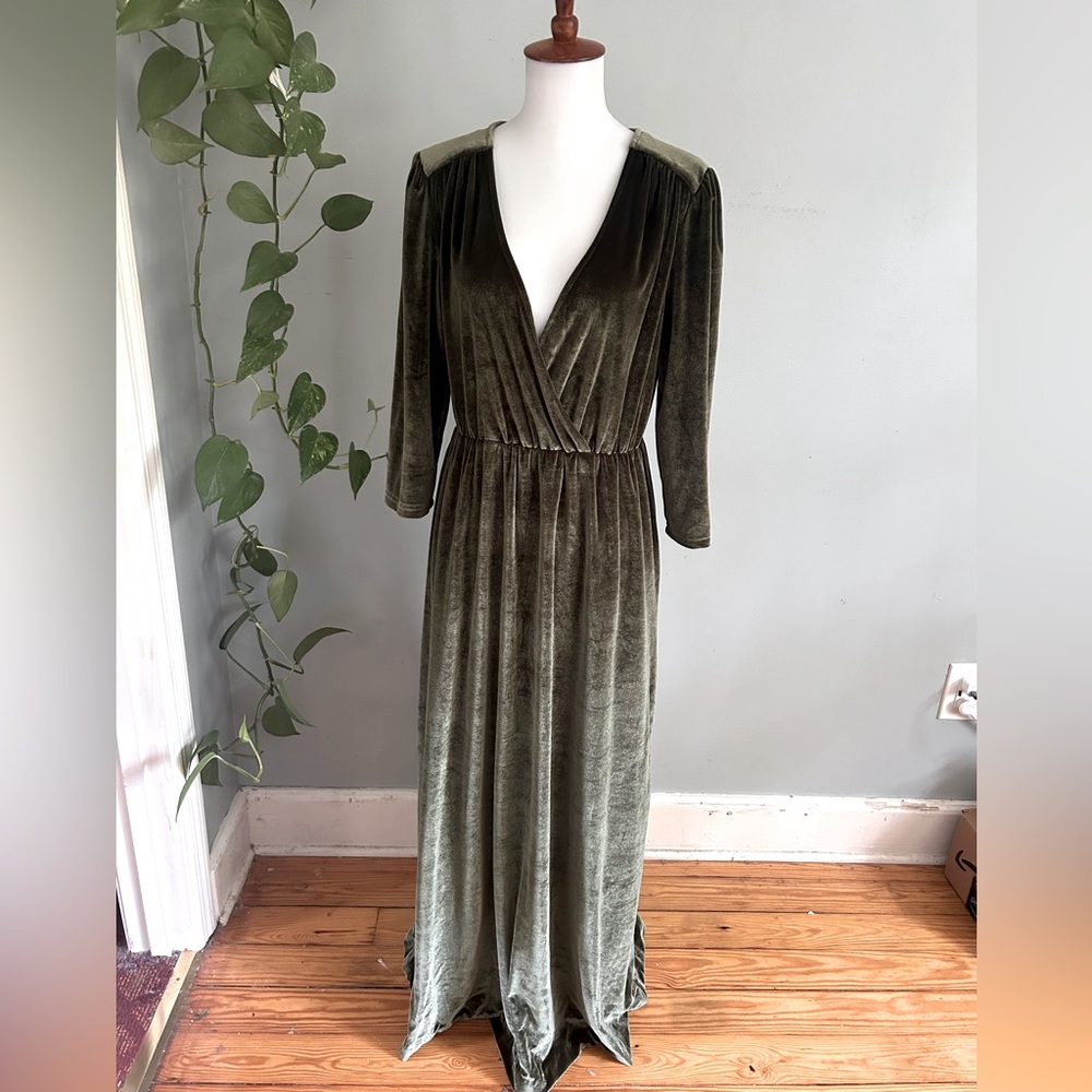 Baltic Born Olive Velvet Bridesmaid Dress